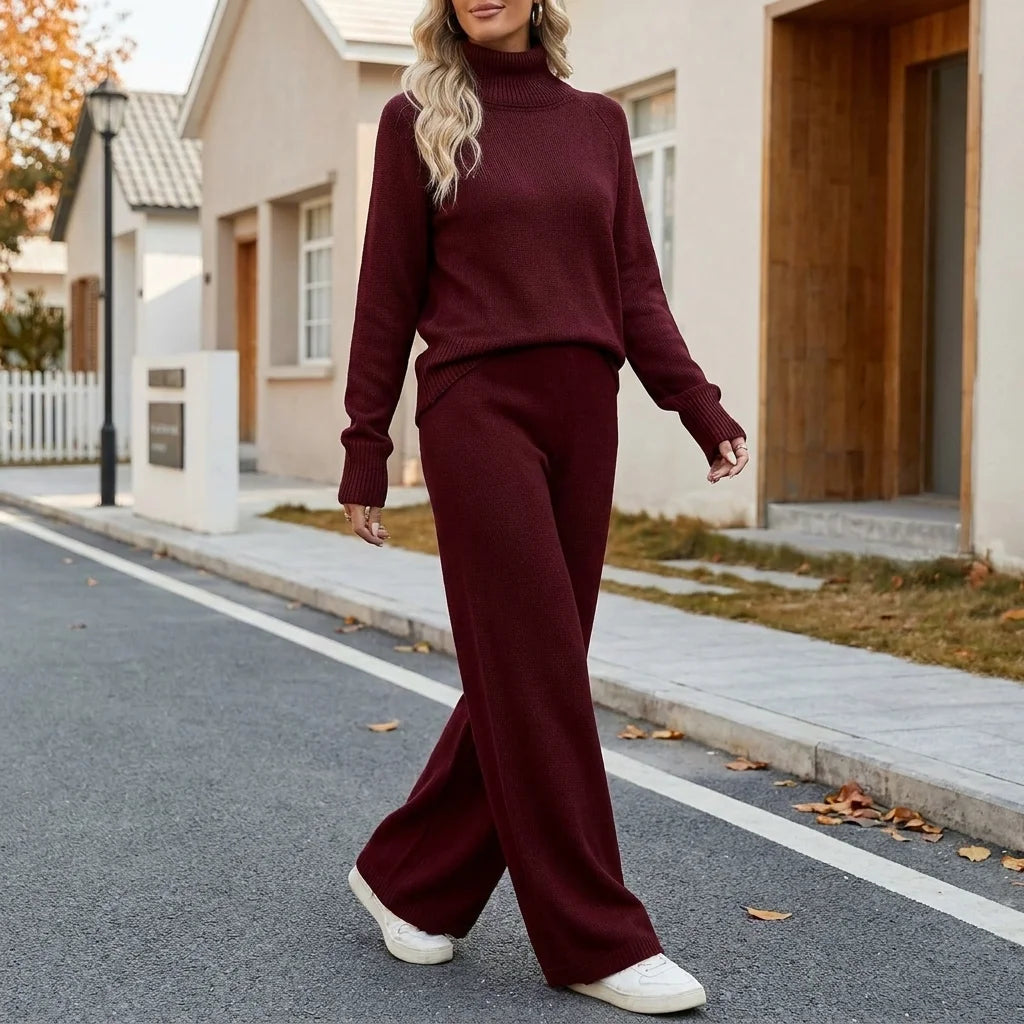 Mirelle Turtleneck Knit Lounge Set – long sleeves