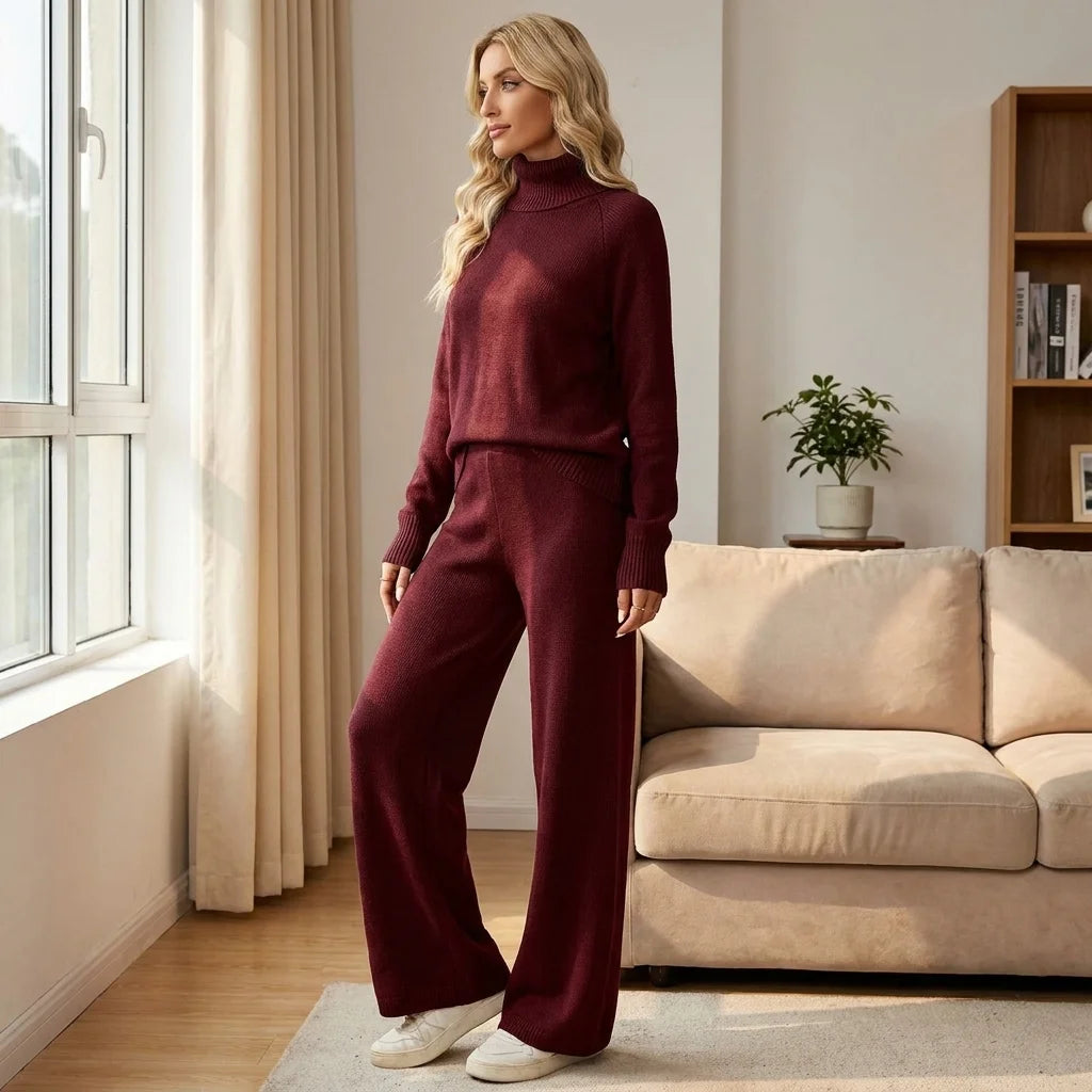 Mirelle Turtleneck Knit Lounge Set – long sleeves