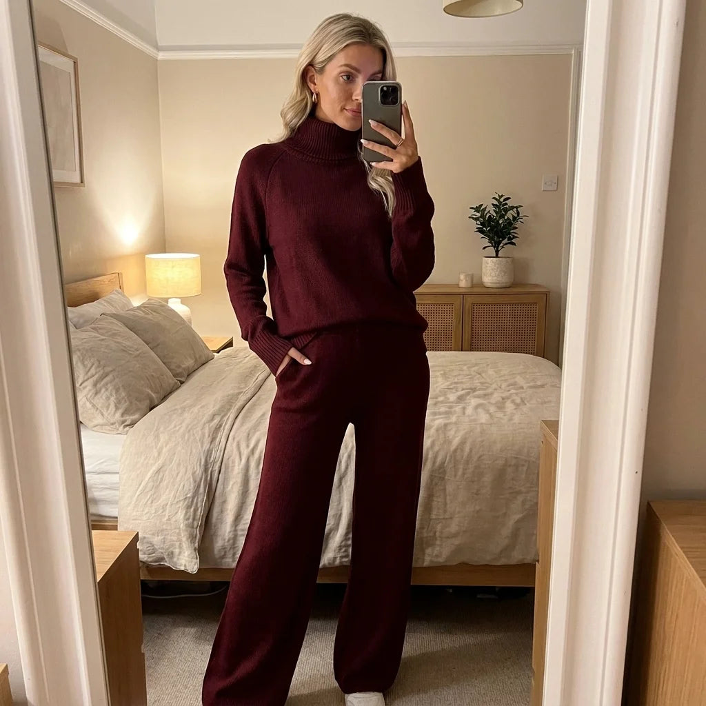 Mirelle Turtleneck Knit Lounge Set – long sleeves