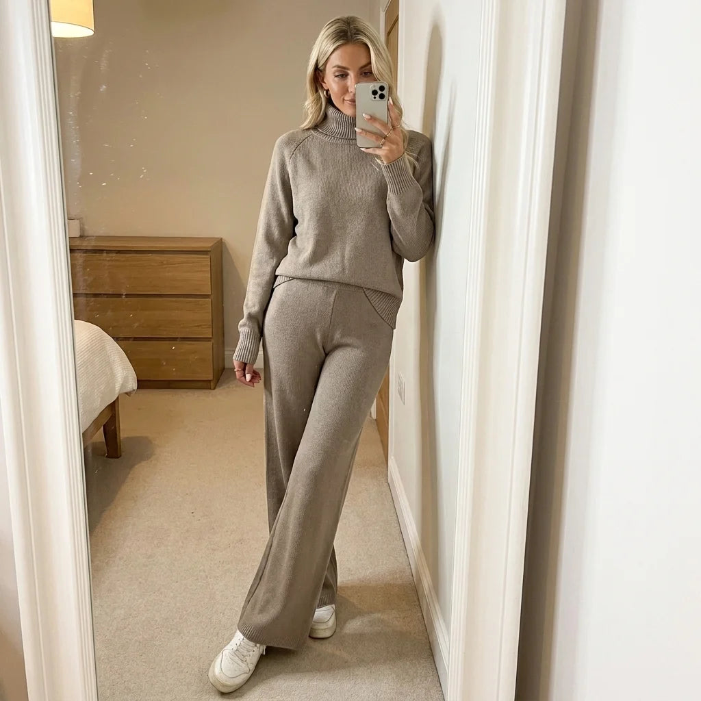Mirelle Turtleneck Knit Lounge Set – long sleeves