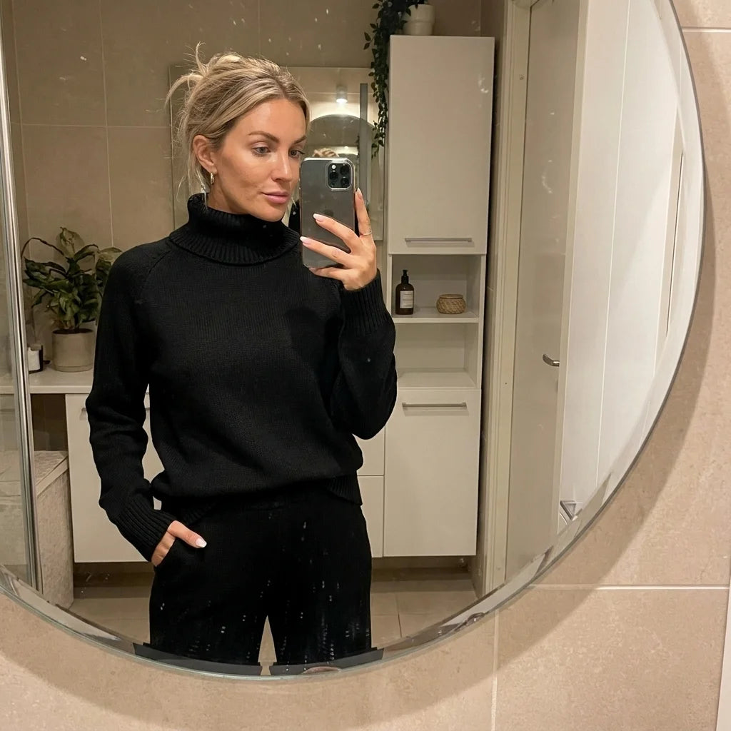 Mirelle Turtleneck Knit Lounge Set – long sleeves