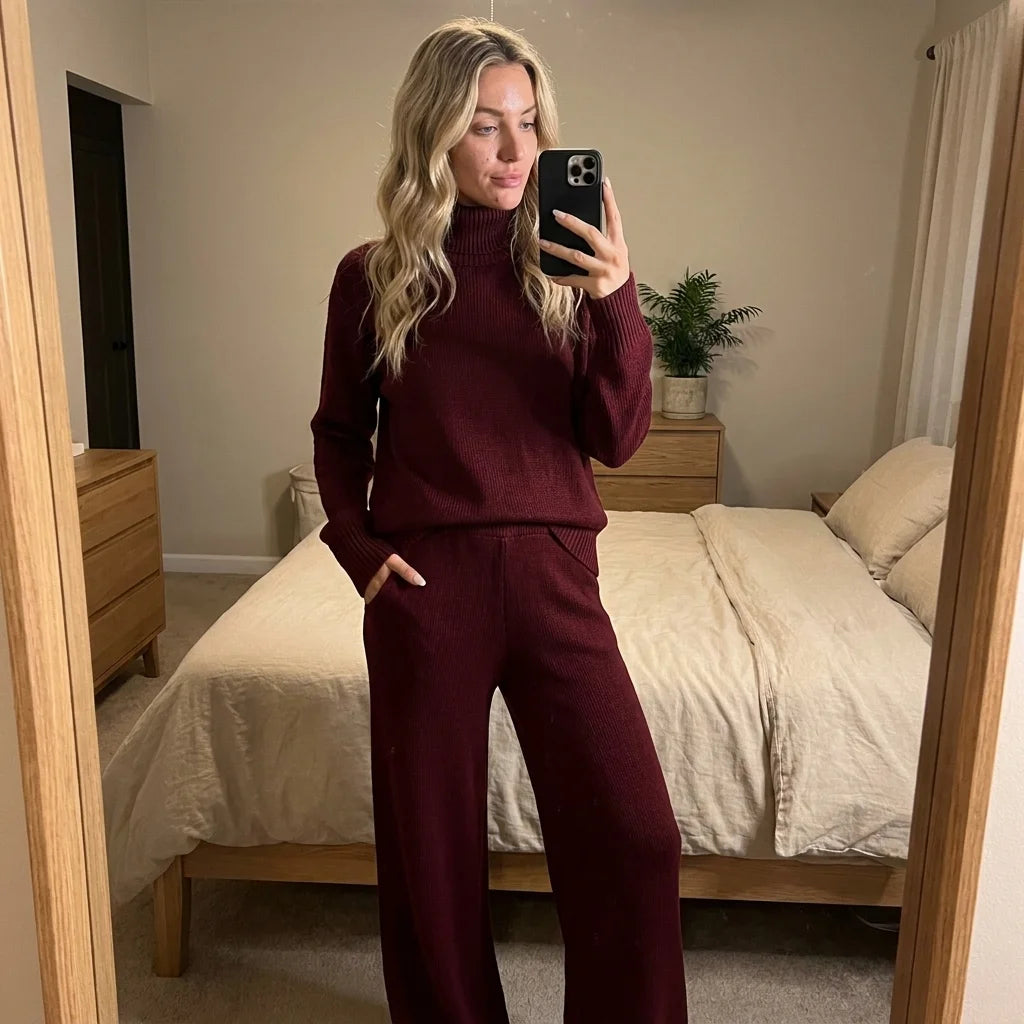 Mirelle Turtleneck Knit Lounge Set – long sleeves