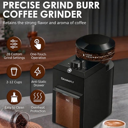 Kirainafly CBG-8001 Electric Coffee Grinder – 28 Settings