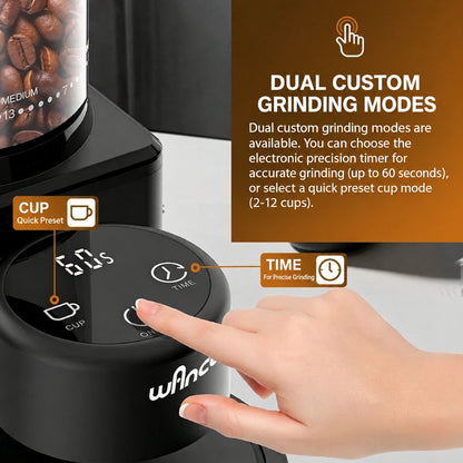 Wancle CBG-9001 Electric Burr Coffee Grinder – Touch LCD
