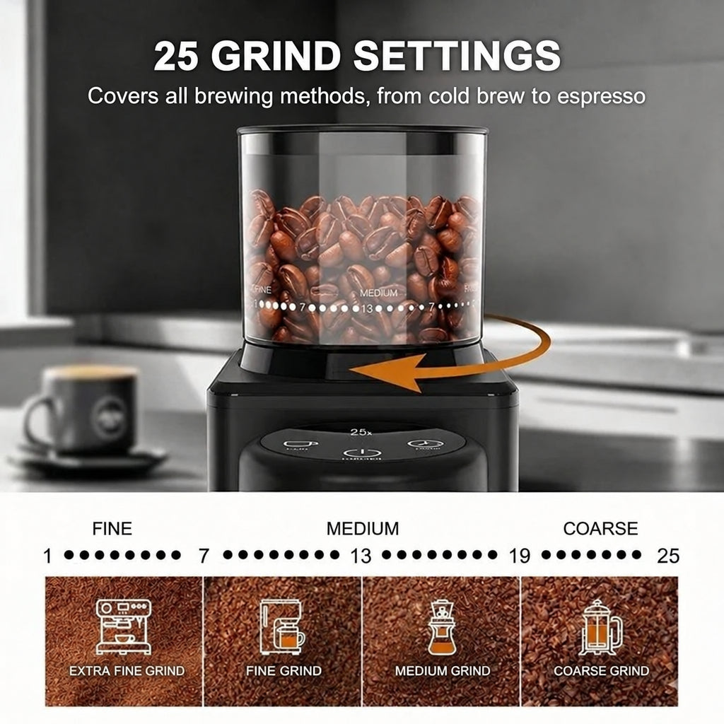 Wancle CBG-9001 Electric Burr Coffee Grinder – Touch LCD