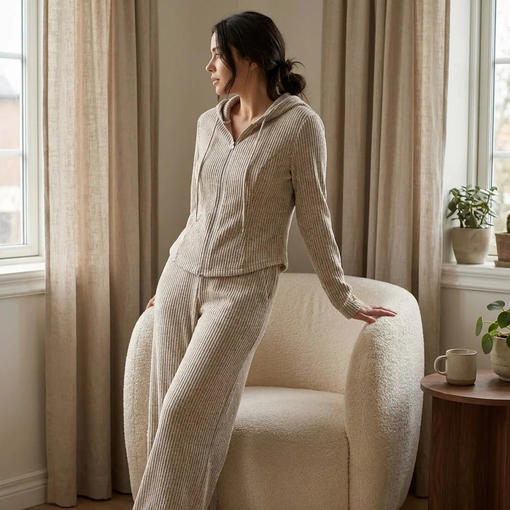 Noelle Hooded Lounge Set – drawstring detail