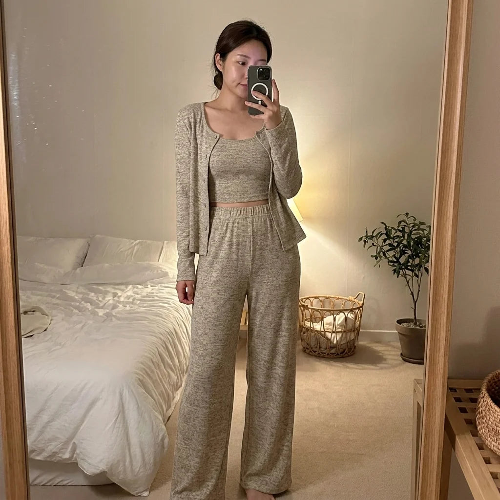 Serelle Three-Piece Lounge Set – round neckline