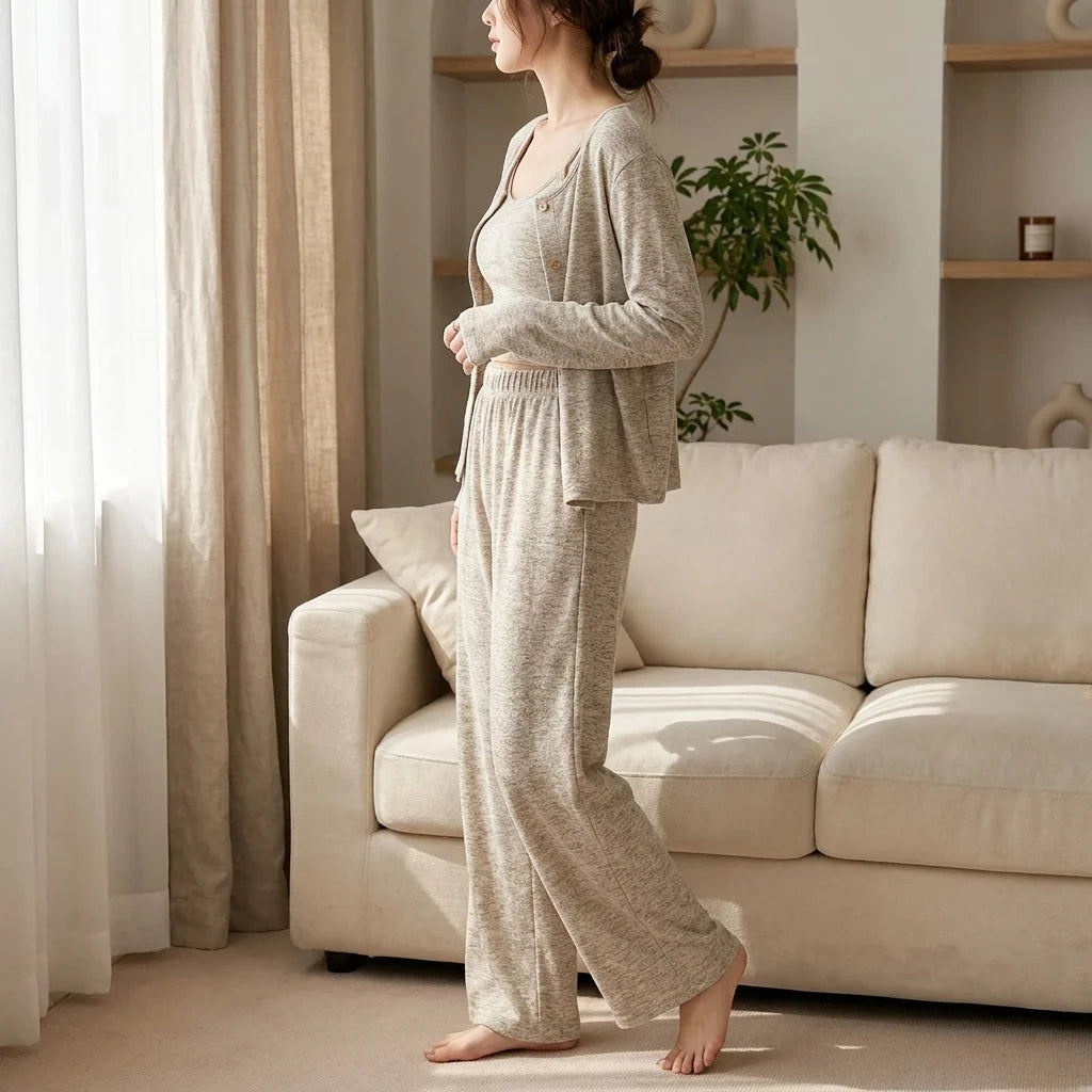 Serelle Three-Piece Lounge Set – button-front detail