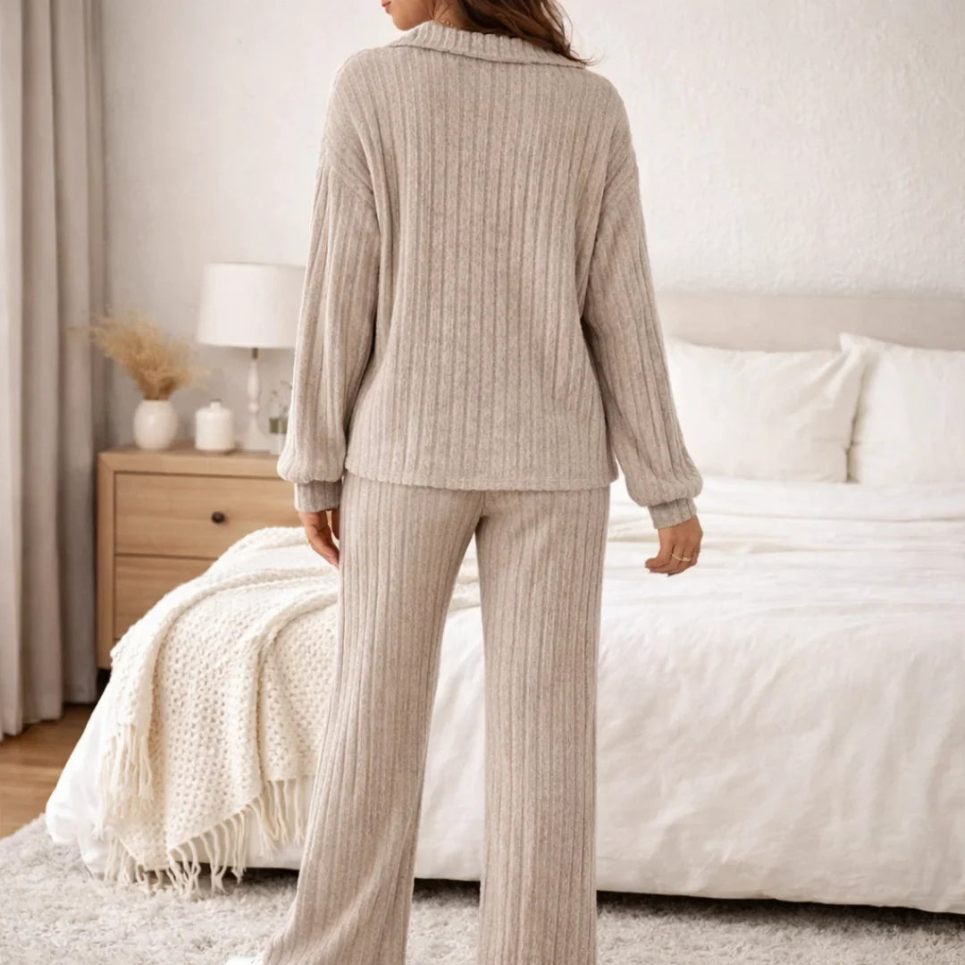 Soft Ribbed Polo Lounge Set