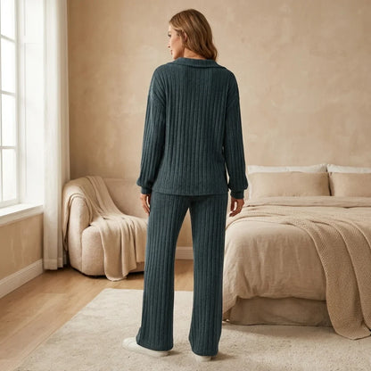Soft Ribbed Polo Lounge Set