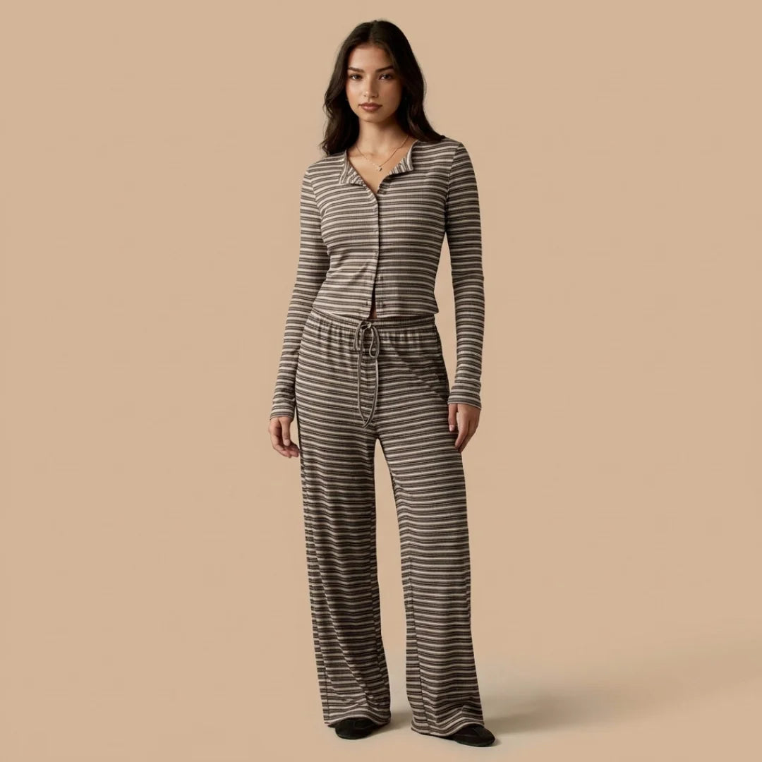 Striped Button Lounge Set