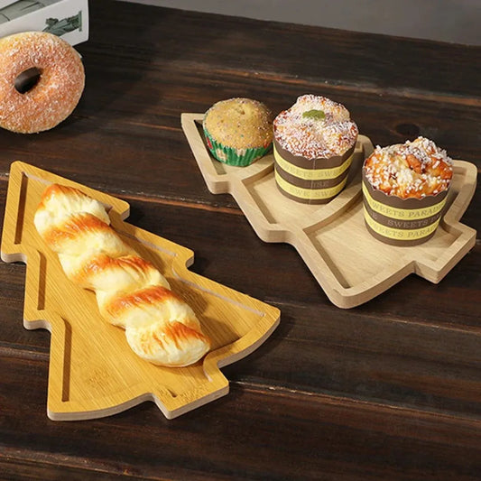 Christmas Tree Wooden Charcuterie Serving Board 3-Piece Set - Detail 1 - Envilune Luxury Christmas Decor