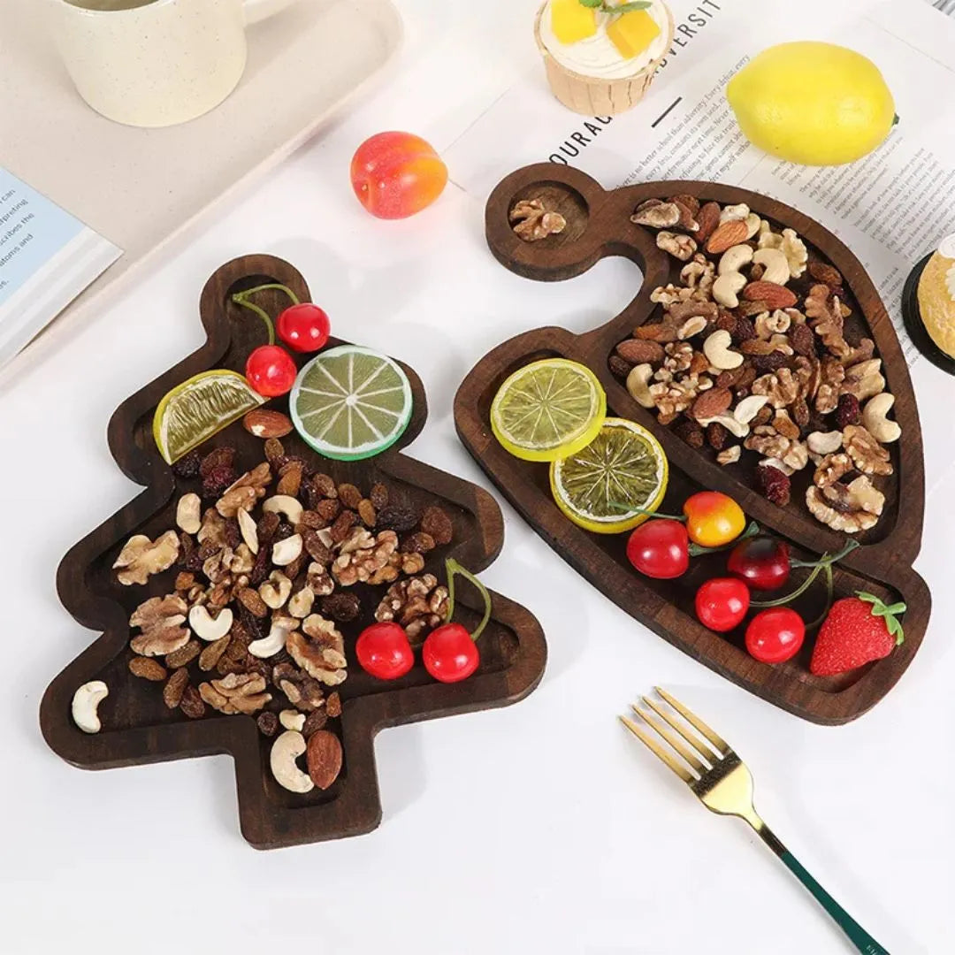 Festive Wooden Christmas Tree and Santa Hat Charcuterie Board - Detail 3 - Envilune Luxury Christmas Decor