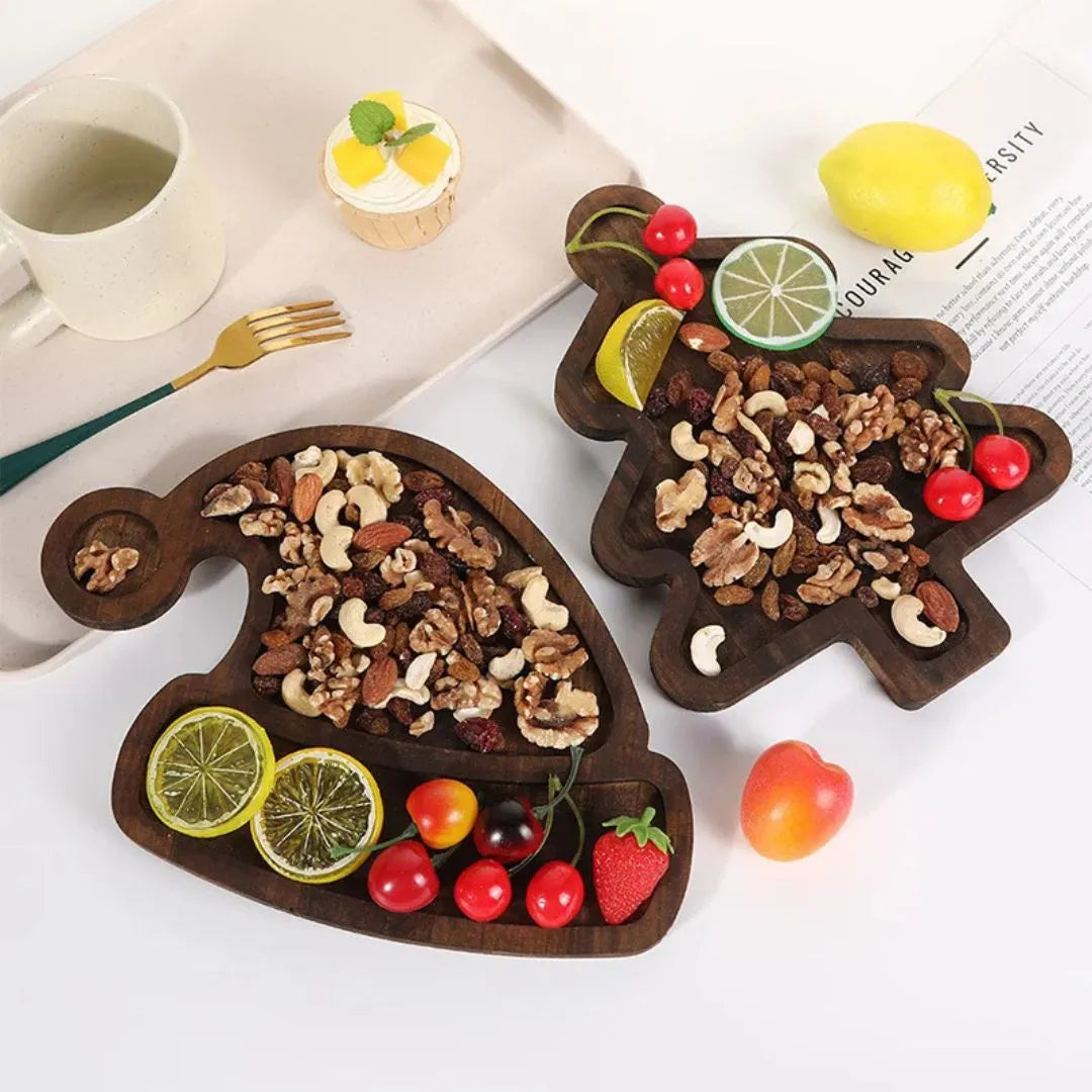 Festive Wooden Christmas Tree and Santa Hat Charcuterie Board - Detail 2 - Envilune Luxury Christmas Decor