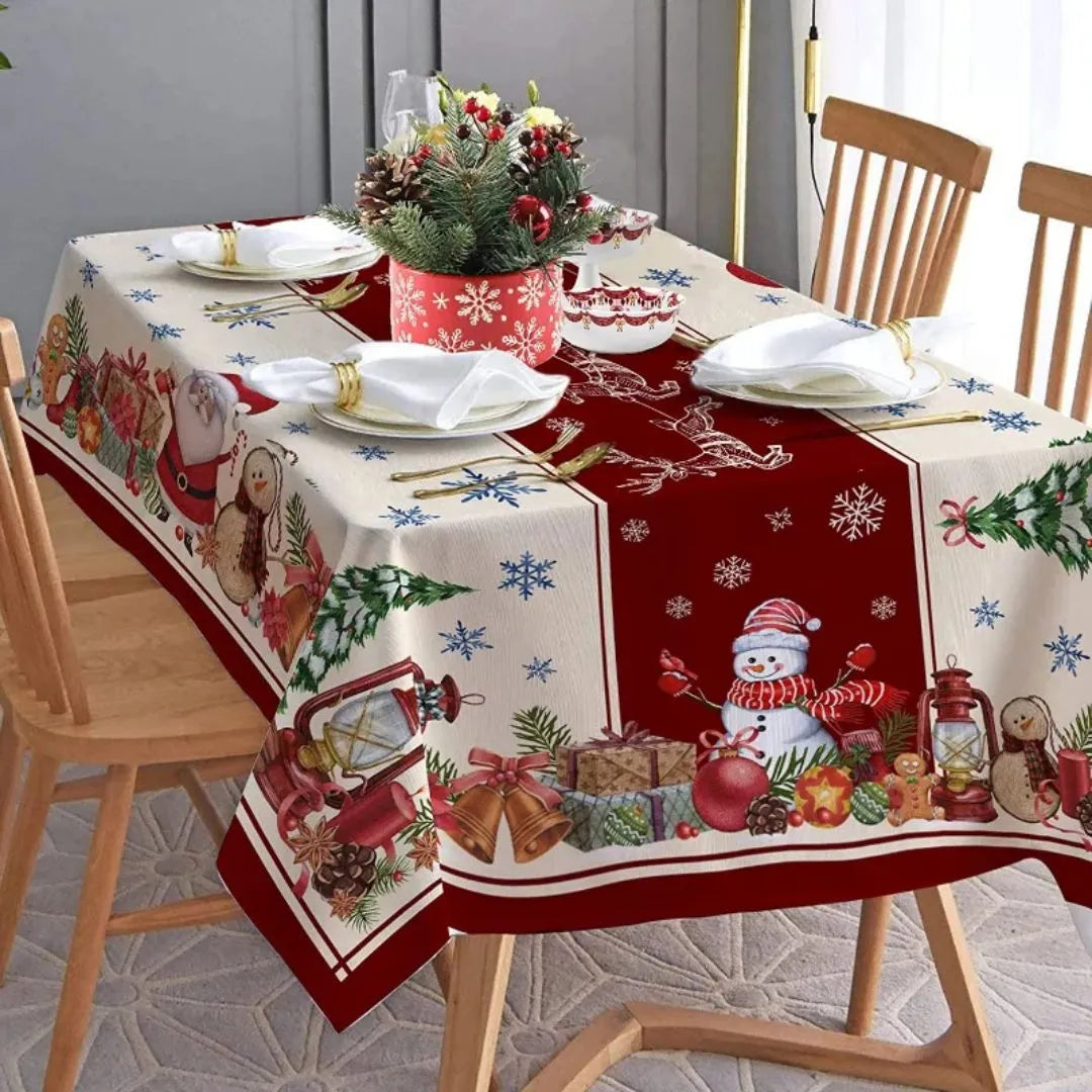 Waterproof Christmas Tablecloth Garland and Bauble Holiday Dining - Detail 3 - Envilune Luxury Christmas Decor