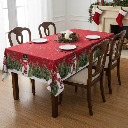 Winter Snowflake Waterproof Christmas Tablecloth Dining Decor - Detail 1 - Envilune Luxury Christmas Decor