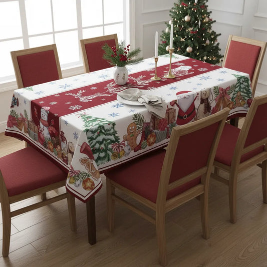 Waterproof Christmas Tablecloth Garland and Bauble Holiday Dining - Detail 1 - Envilune Luxury Christmas Decor