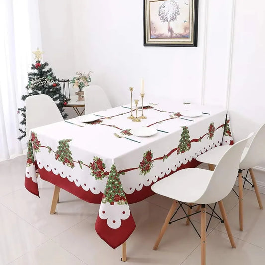 Winter Pine Tree Waterproof Christmas Tablecloth Holiday Dining - Detail 1 - Envilune Luxury Christmas Decor