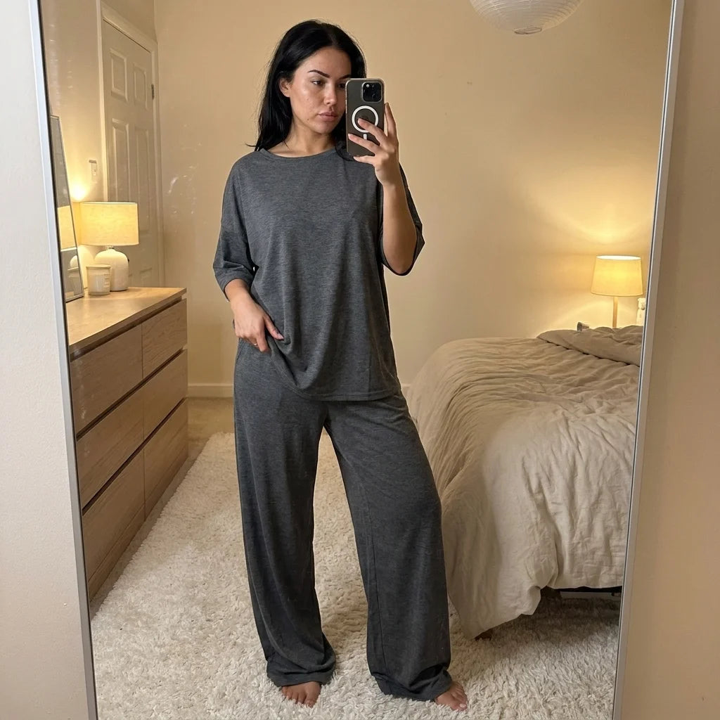 Valenne Off-Shoulder Lounge Set – drawstring waist