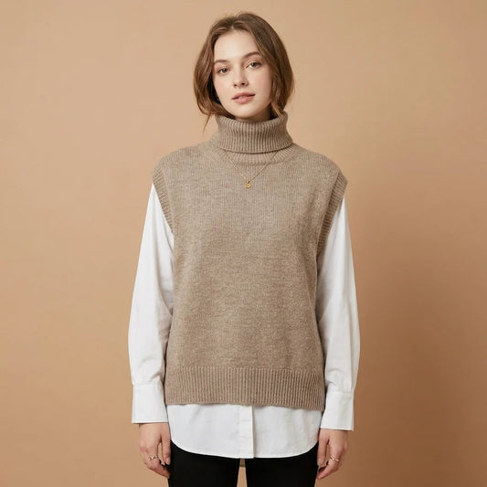 Veyra High-Neck Knit Vest – long sleeves