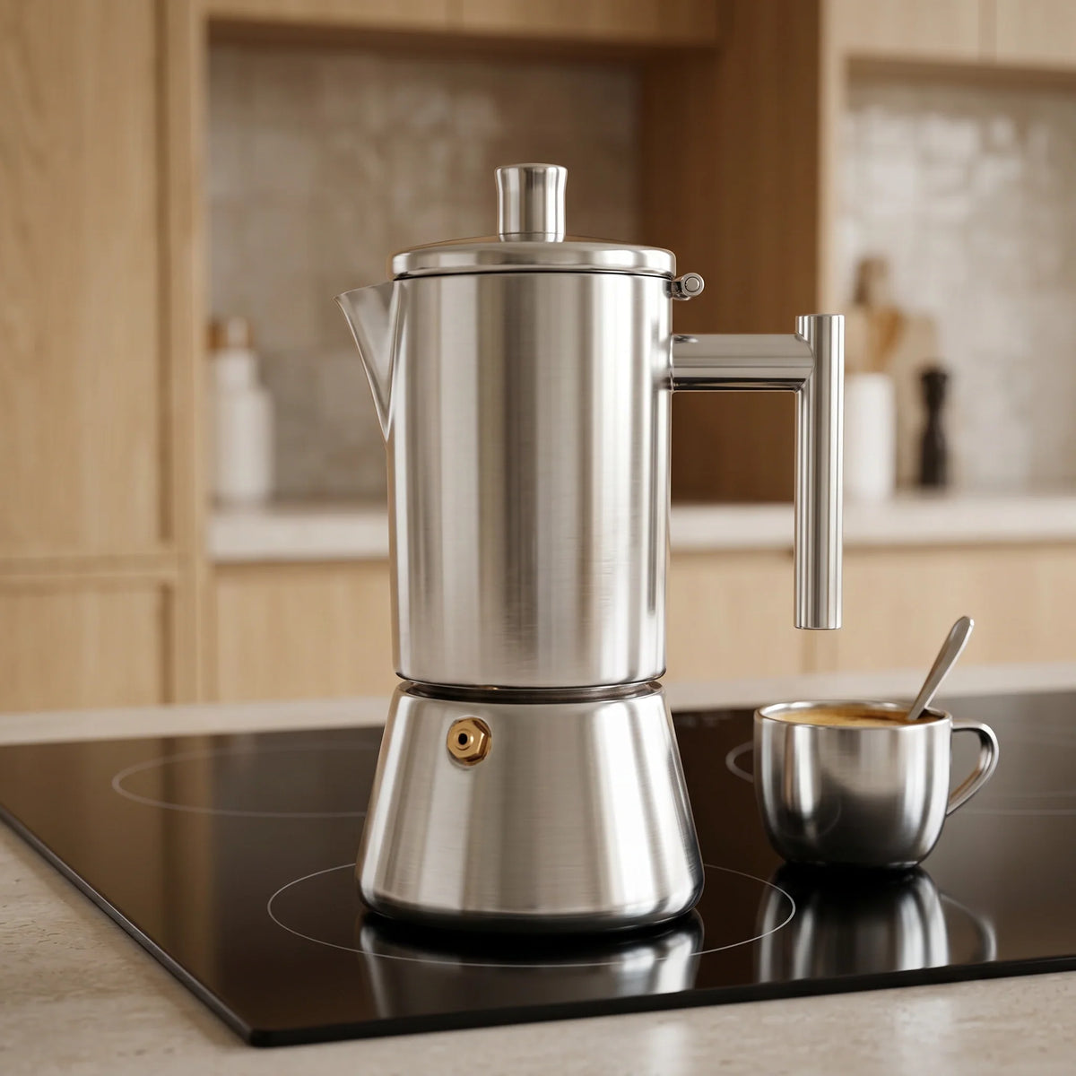 Amalfi Induction Moka Pot with Reducer – 300 ml – in a lifestyle setting