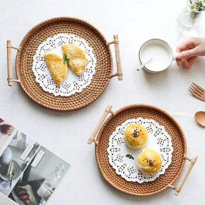Rattan Tray – Handwoven, Round Decorative