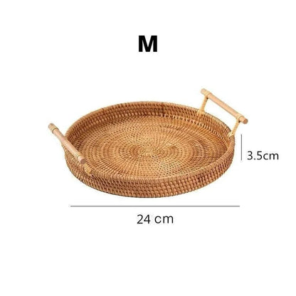 Rattan Tray – Handwoven, Round Decorative