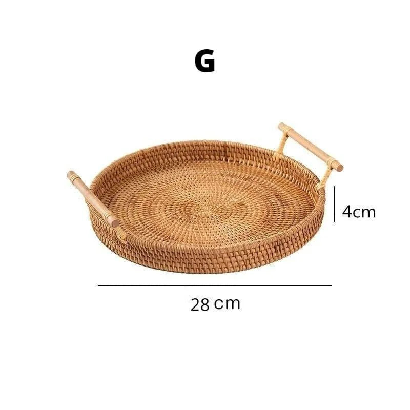 Rattan Tray – Handwoven, Round Decorative