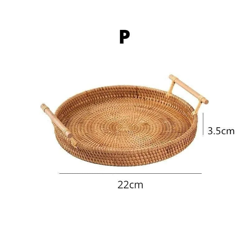 Rattan Tray – Handwoven, Round Decorative