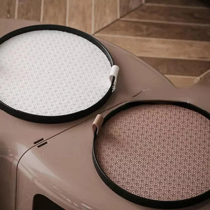 Round Decorative Tray – Faux Leather Handle
