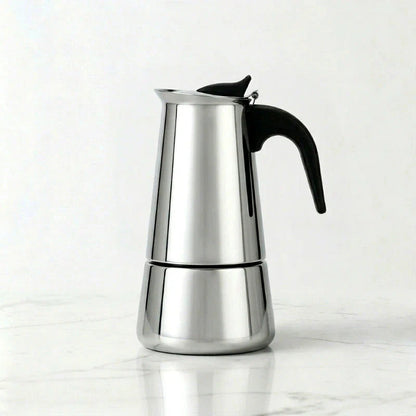 Bari Induction Moka Pot – 300 ml Polished Stainless Steel – product view