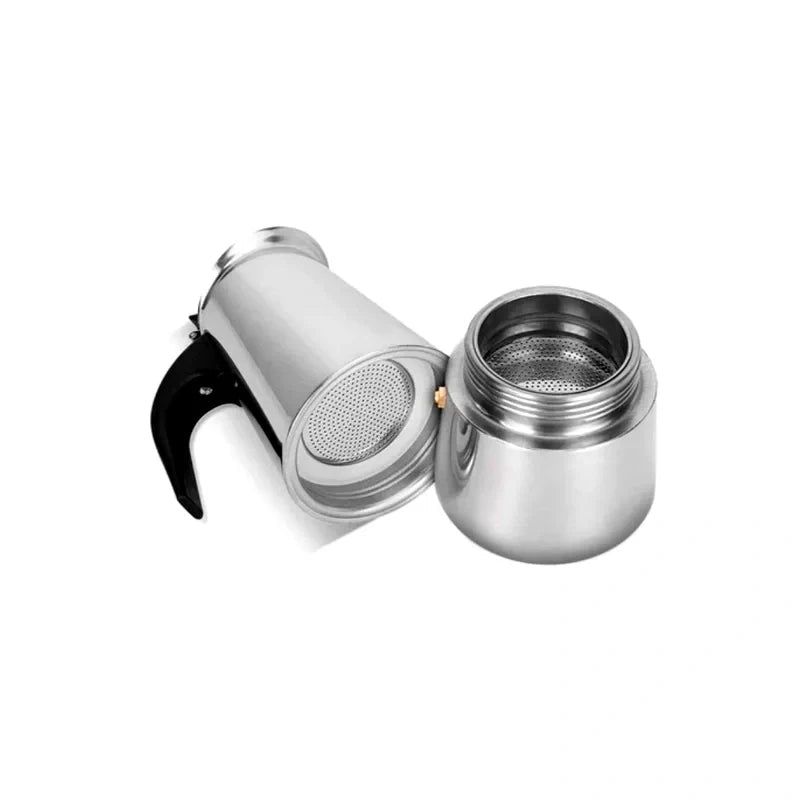 Bari Induction Moka Pot – 300 ml Polished Stainless Steel – product view