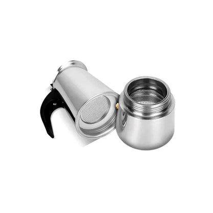 Bari Induction Moka Pot – 300 ml Polished Stainless Steel – product view