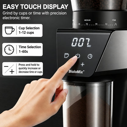 BioloMix BG706 Electric Burr Coffee Grinder – 30 Settings – feature detail