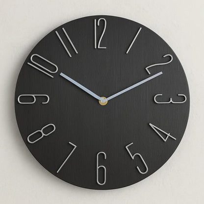 Bellagio Black 30cm black wall clock, front view