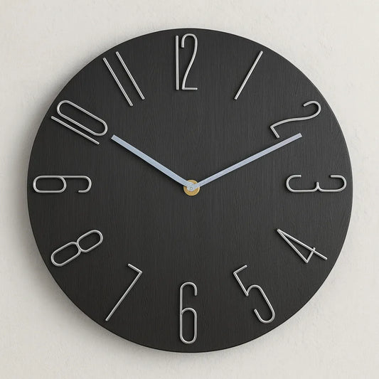Bellagio Black 30cm black wall clock, front view