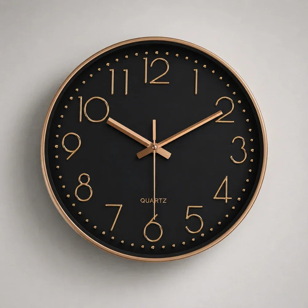 Valentino Black & Rose 30cm black wall clock, front view