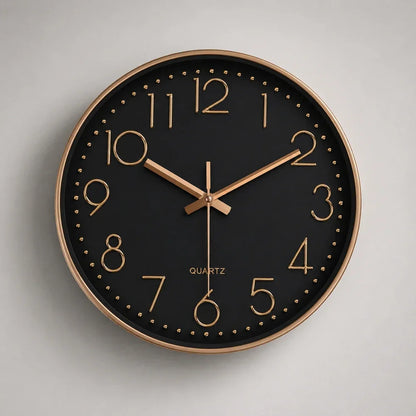 Valentino Black & Rose 30cm black wall clock, front view