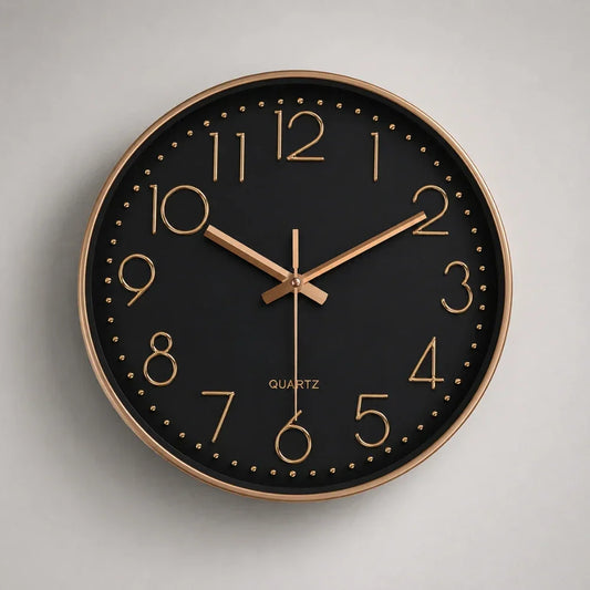 Valentino Black & Rose 30cm black wall clock, front view