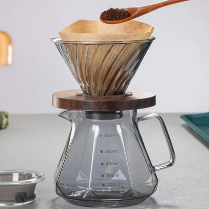 Pour-Over Coffee Server – Borosilicate Glass, with Dripper