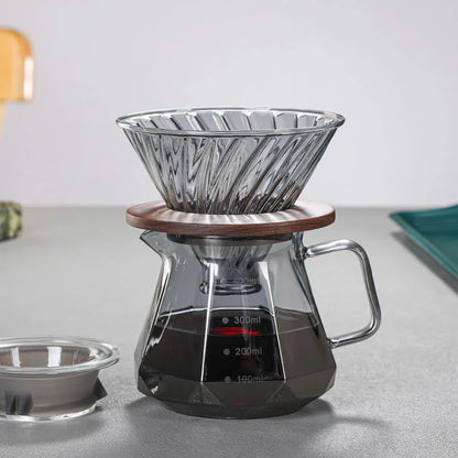 Pour-Over Coffee Server – Borosilicate Glass, with Dripper
