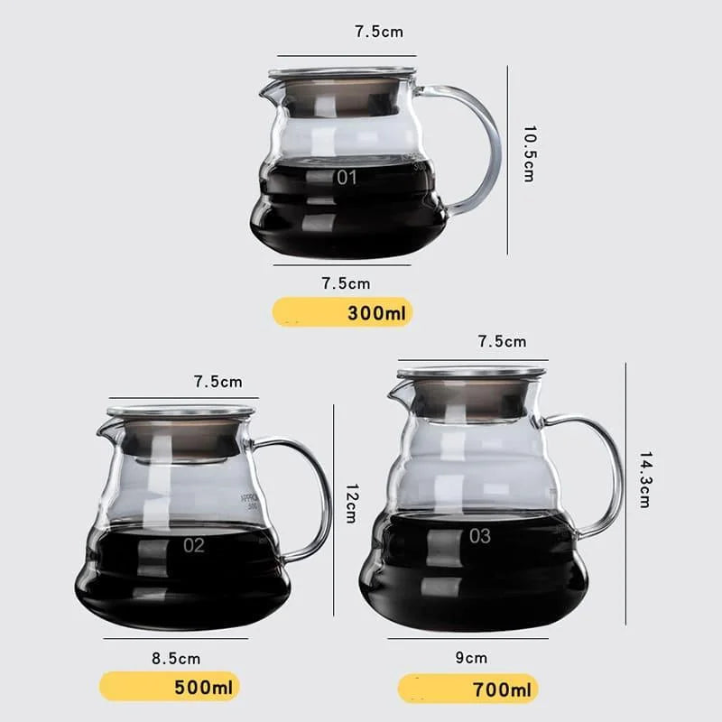 Pour-Over Coffee Server – Borosilicate Glass Set