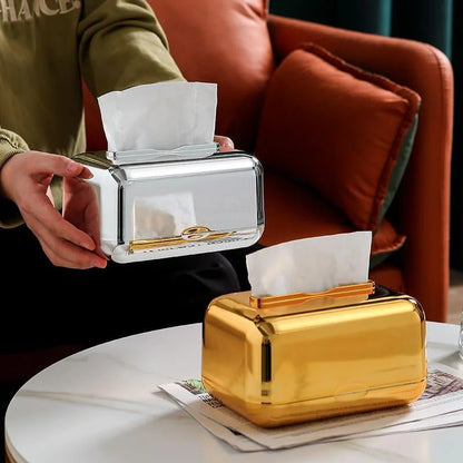 Tissue Box Cover – Chrome-Finish Decorative