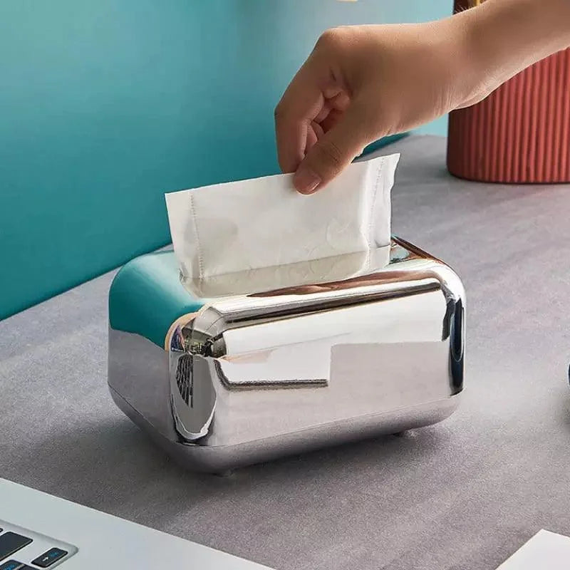 Tissue Box Cover – Chrome-Finish Decorative