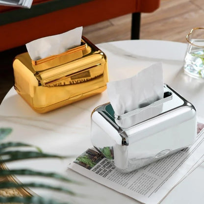 Tissue Box Cover – Chrome-Finish Decorative