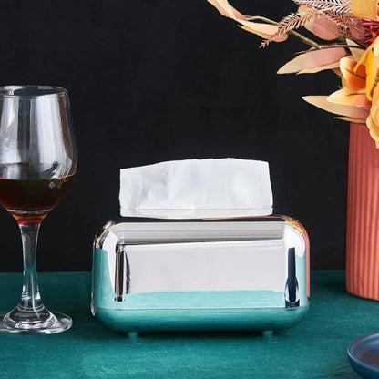 Tissue Box Cover – Chrome-Finish Decorative
