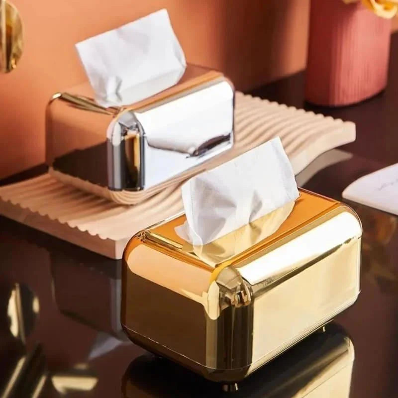 Tissue Box Cover – Chrome-Finish Decorative