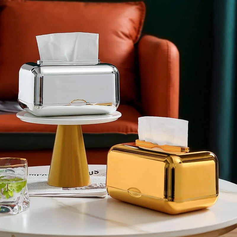 Tissue Box Cover – Chrome-Finish Decorative