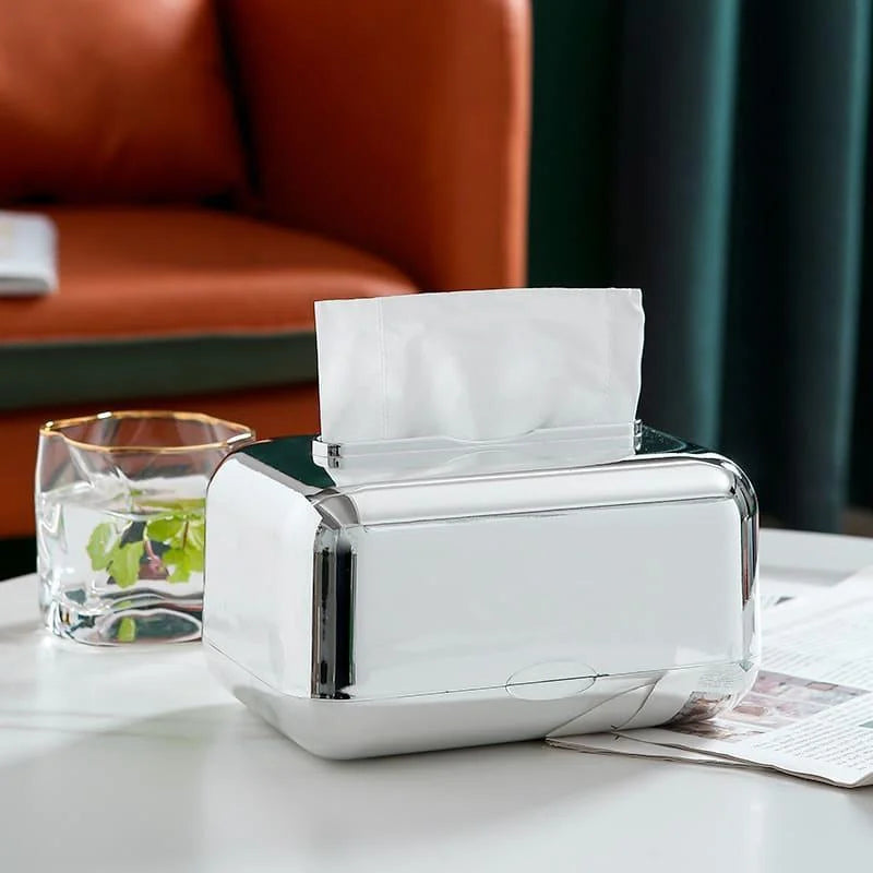 Tissue Box Cover – Chrome-Finish Decorative