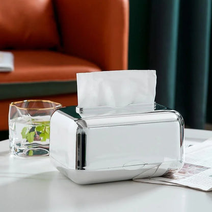 Tissue Box Cover – Chrome-Finish Decorative